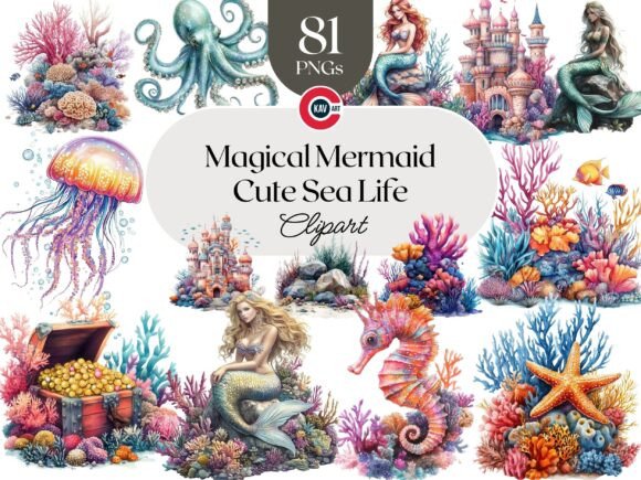 Download Mermaid and Underwater Sea Life Elements - Elements Collection