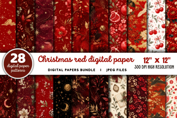 Download Christmas Red Digital Paper Bundle - Red digital paper Collection