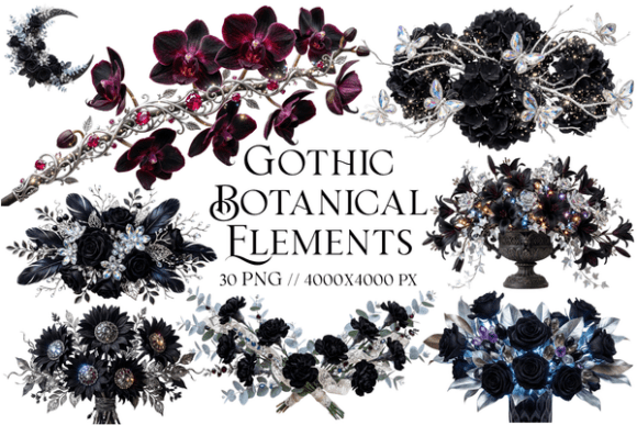 Download Gothic Botanical Elements Clipart - Elements Collection