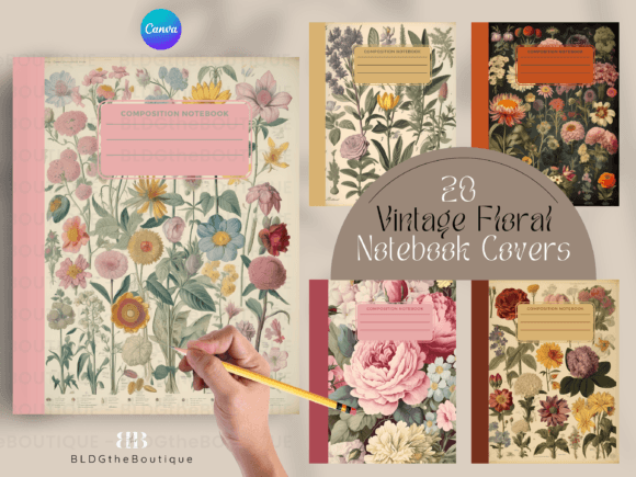 Download Vintage Floral Notebook Cover KDP PLR - Notebook Collection