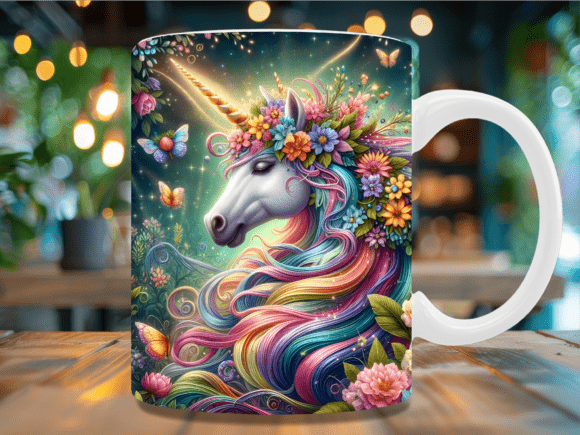 Download Fantasy Floral Unicorn Horn Mug Wrap - Unicorn horn Collection