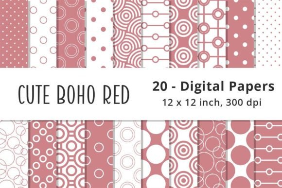 Download Seamless Boho Red Digital Paper Patterns - Red digital paper Collection