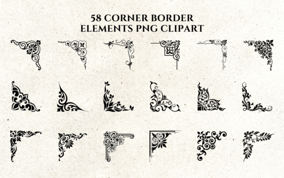 Download 58 Corner Border Elements PNG Clipart - Elements Collection