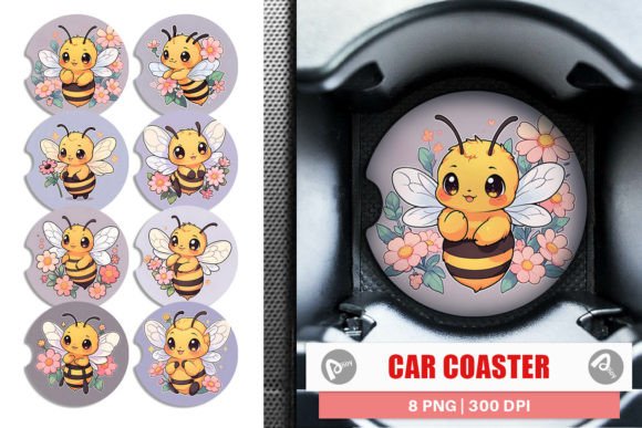 Download Car Coaster Cute Honey Bee Illustration - Illustration Collection