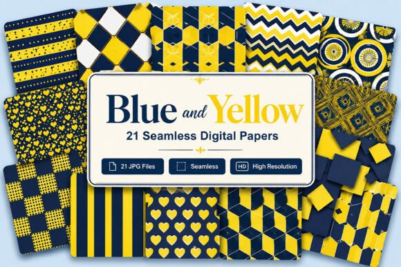 Download Blue and Yellow Digital Papers - Yellow digital papers Collection