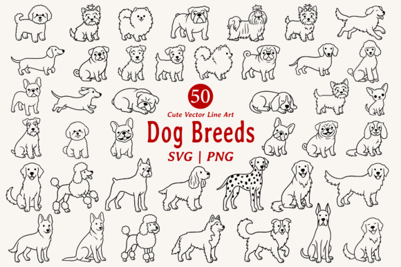 Download Cute Dog Line Art Illustration Bundle - Premium Resources