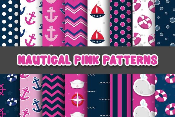 Download Nautical Pink Digital Papers Patterns - Pink digital papers Collection