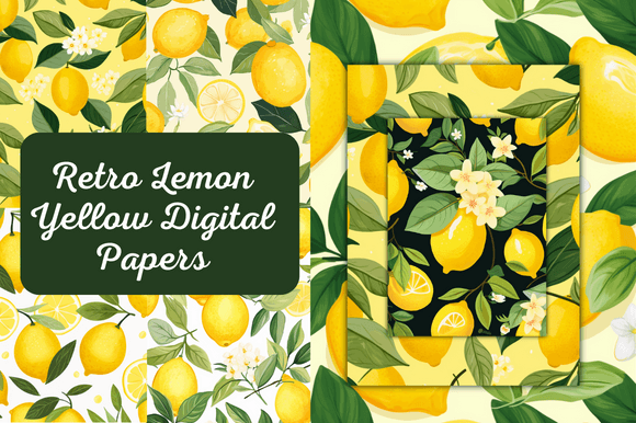 Download Retro Lemon Yellow Digital Papers - Yellow digital papers Collection