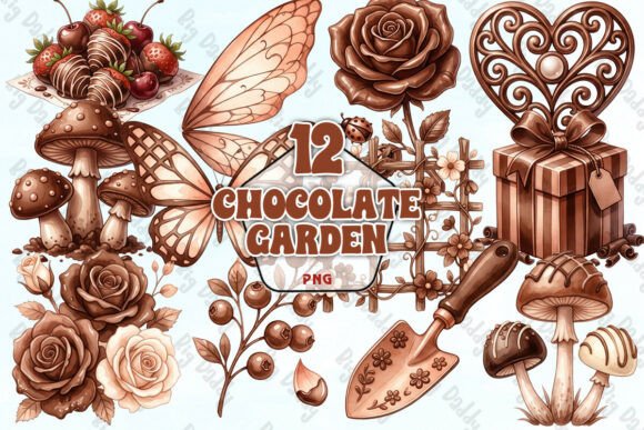 Download Chocolate Garden Clipart Elements PNG - Premium Resources