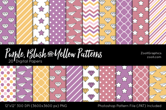 Download Purple, Blush and Yellow Digital Papers - Yellow digital papers Collection