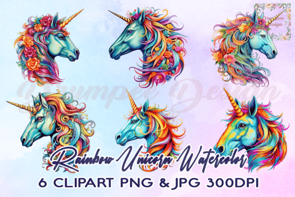 Download Rainbow Unicorn Horn Watercolor Clipart - Unicorn horn Collection