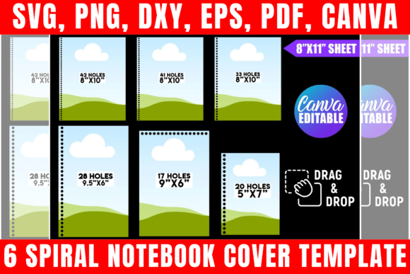 Download 6 Spiral Notebook Cover Template Bundle - Notebook Collection