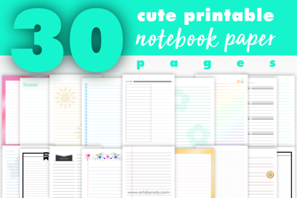 Download 30 Cute Printable Notebook Paper Pages. - Notebook Collection