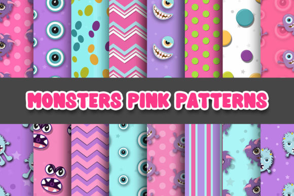 Download Monsters Pink Digital Papers Patterns - Pink digital papers Collection