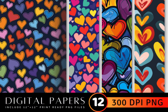 Download Multicolored Funky Hearts Shapes Digital - Shape Collection